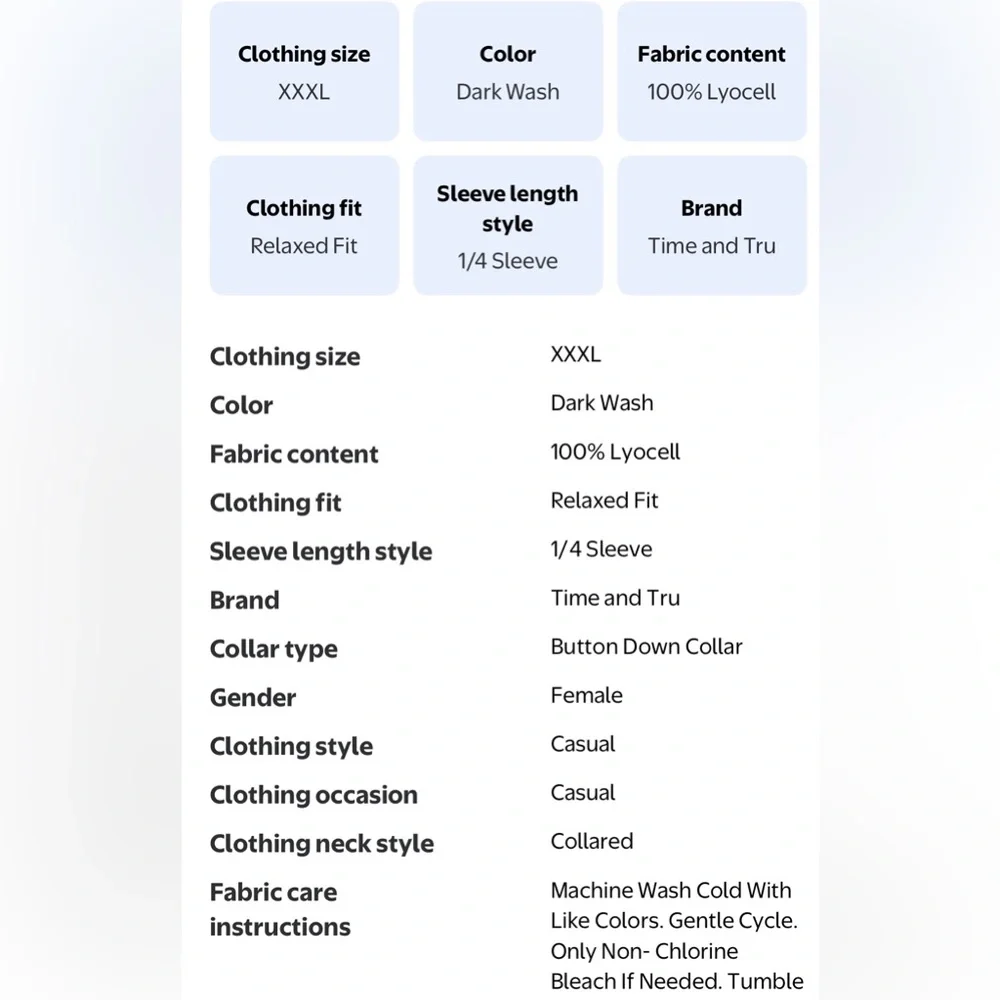 NWT Time and Tru Black Short-Sleeve Button-Down Top - Picture 6 of 8